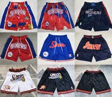 Adult Philadelphia 76ers Short Pants Stitched With Pocket S-3XL