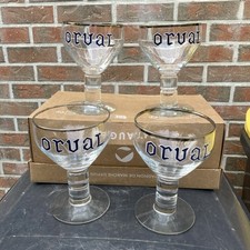 Lot 4 Anciens verre trappiste Orval BIERE Belge  12 facette liseré d'argent