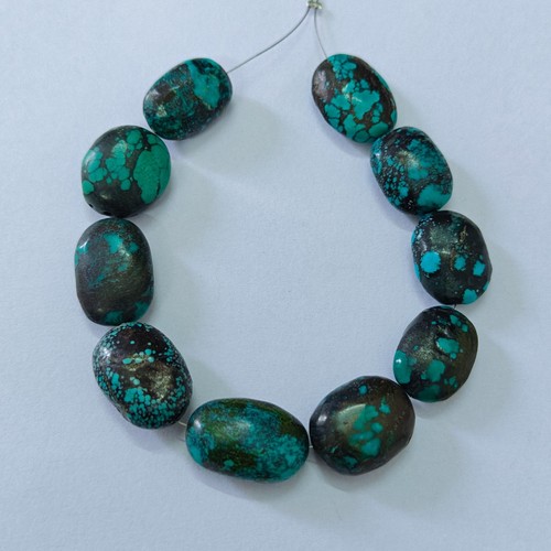 Perles ovales lisses turquoise