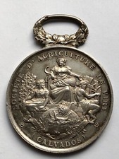 RARE ancienne GRANDE MEDAILLE Agriculture Vire Calvados 1889 ARGENT MASSIF