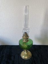 Ancienne Lampe À Pétrole Art Déco Toupie En Laiton Et Verre Soufflé