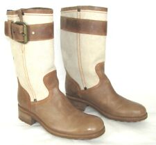 FREE LANCE Bottes GERONIMO cuir marron camel et toile beige 40 EXCELLENT ETAT