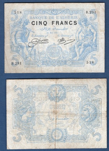 Algérie francs 5 1914 - francs, 5/5/1914