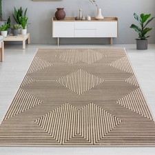 Tapis de salon moderne au design géométrique marron