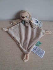 ? Doudou Plat paresseux marron feuille verte  mots d'enfants NEUF