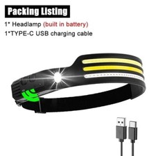 Lampe Frontale Led Capteur Usb Rechargeable Étanche Camping Pêche Randonnée Nuit