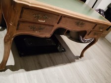 Meuble ancien :Bureau secrétaire avec incrustation cuir