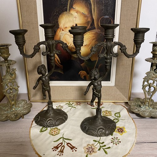 Ancienne paire bougeoirs - ancienne,