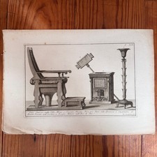 e?Gravure à l’Antique début XIXe fauteuil candélabre romain Roccheggiani feci K9