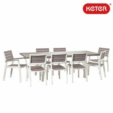 Table Résine Extensible pour Jardin Effet Bois KETER 240 CM Avec Chaises