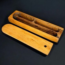 Ancien plumier écolier en bois – trousse vintage scolaire déco rétro