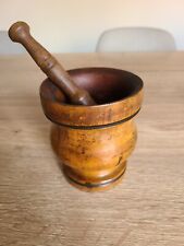 Ancien mortier et pilon en bois tourné pour herboristerie