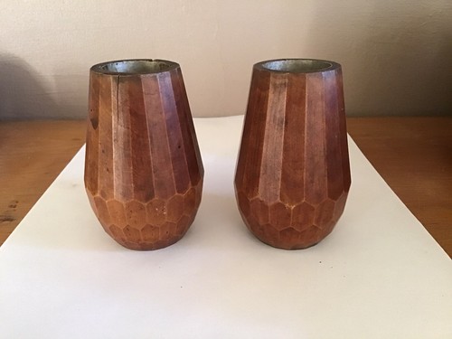 Vase pot bois facetté - pot,
