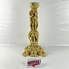 ➜PIED DE LAMPE/TABLE BASSE colonne sculptée en résine asiatique chinois/japonais