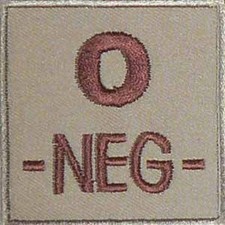 ECUSSON O- SABLE GROUPE SANGUIN O NEG NEGATIF INSIGNE SECOURISME URGENCE