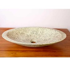 Vasque à poser ovale grise en Terrazzo pour salle de bain élégante