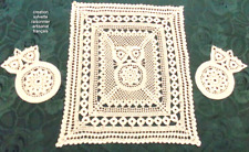  NAPPERONs  FAIT MAIN CROCHET LA CHOUETTE SYLVETTE RAISONNIER ARTISANAT FRANCAIS