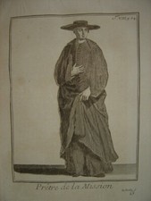 Gravure Religion Costume Religieux Prêtre de la Mission
