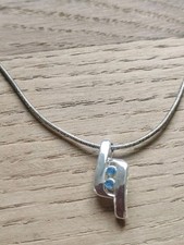 Collier Argenté Diamant Bleu