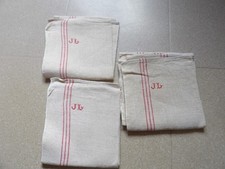 3 torchons anciens Chanvre/ Lin à liteaux