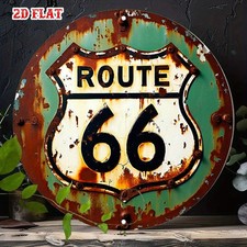 2D Vintage Route Round Metal