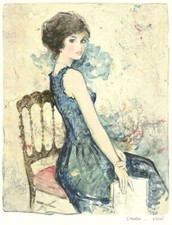 Lithographie Originale "Femme Élégante" par Bernard Charoy Made In France