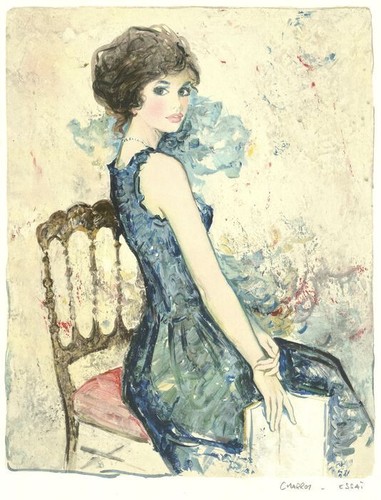 Lithographie originale femme - lithographie, "femme