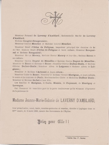 1898 faire part - *1898, décès