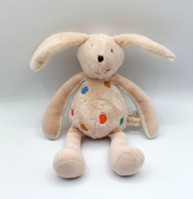 Peluche doudou lapin OOXOO MARESE beige écru pois vert orange jaune 25 cm