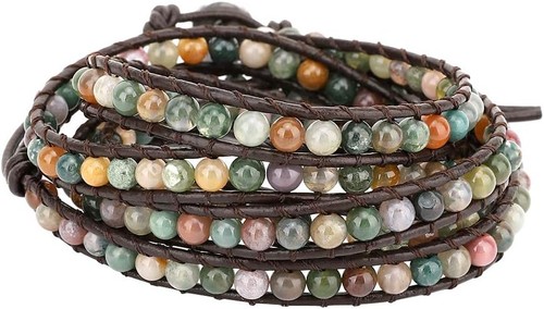 Bracelet cuir agate perle - cuir,