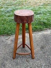 Ancien Tabouret HAUT BAR  Tripode chevet sellette Vintage Déco montagne chalet 3