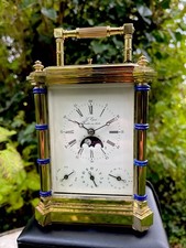 RARE Pendule De Voyage L’ÉPÉE 1839 Bambou Phases De Lune Officier Clock Reiseuhr