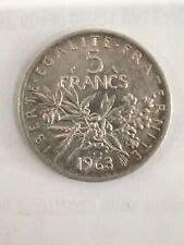 5 Francs seumeuse argent 1963 qualité SUP 