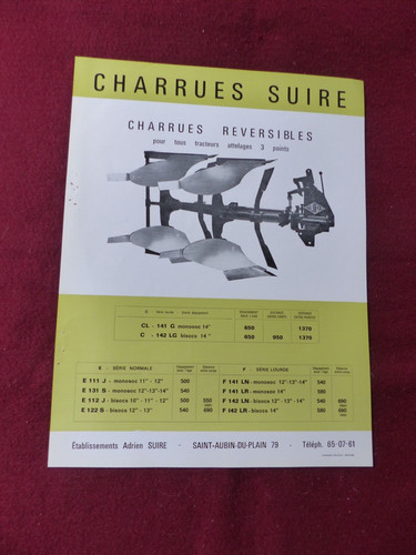 Prospectus agricole charrue - prospectus,