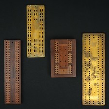 4X Compteurs De Points Antiques En Laiton Et Bois 1.92EH