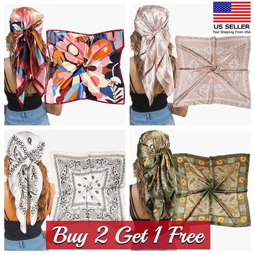 Large silk feel satin scarf - feel,