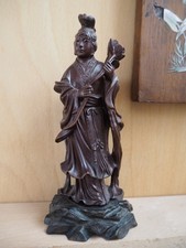 Figurine Sculpté Bois Chinois Ancien Bois Longan Statuette Sculpture Chine 福州老木雕