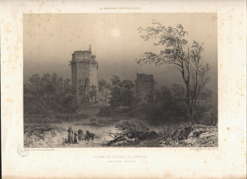 1865 lithographie ruines - ruines, du