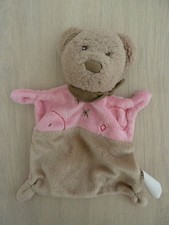 946- DOUDOU PLAT NICOTOY OURS ROSE BEIGE MARRON CLAIR BANDANA FOULARD - NEUF*