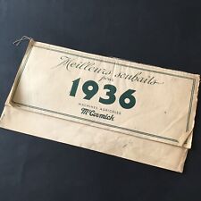 MC CORMICK Calendrier 1936 Tracteur Publicité Ancienne