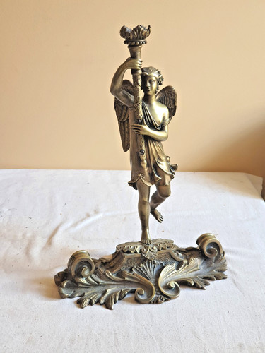 Sculpture ange bougeoir chenet - sculpture,