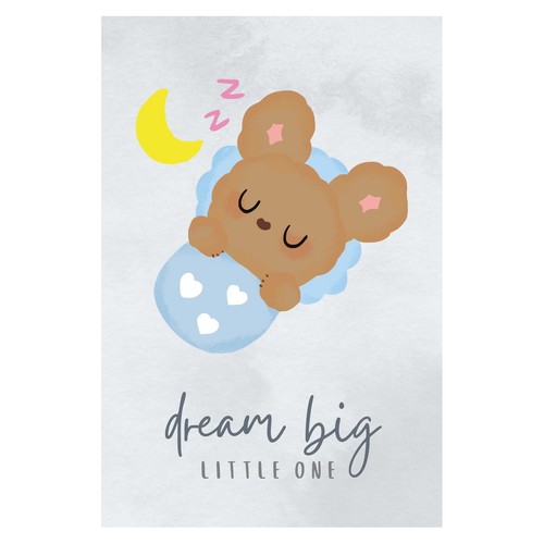 Affiche ourson dormeur art - affiche,