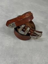 Ceinture cuir marron motifs