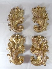 SERIE 4 ORNEMENTS XIXème LAITON Doré - LARGE SET OF 4 ORNAMENT XIXth / 19x11 cm