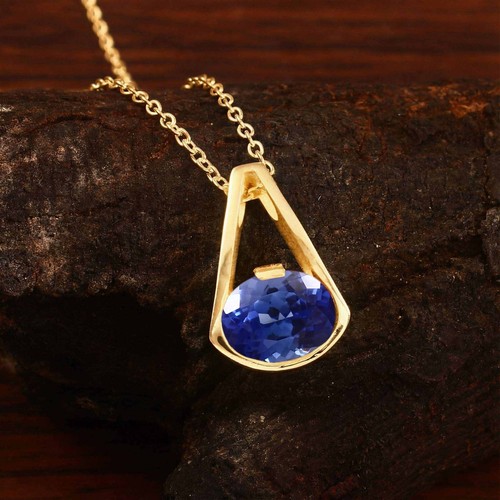 Pendentif ovale saphir - pendentif, bleu