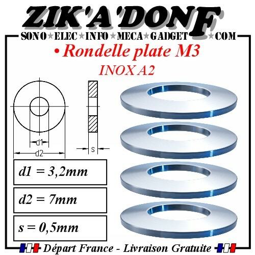 Rondelle plate inox a2 - plate, m3
