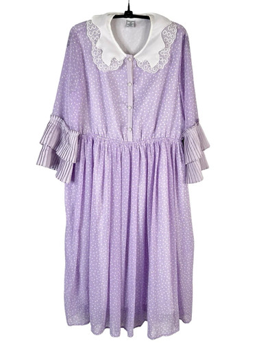 Purple polka dot dress large - dot,
