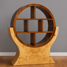 Grande bibliothéque claustra style Art Déco forme atypique en loupe d'orme