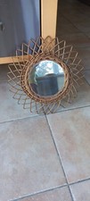 Ancien miroir en rotin années 70's – 37 cm 