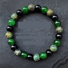 Bracelet de perles Jade de Taïwan, Turquoise africaine et Onyx, Sur mesure